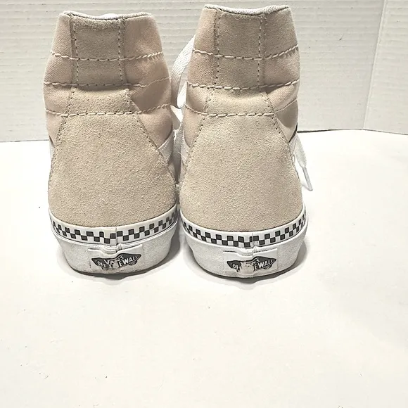 Vans Sk8-Hi Men’s Tapered Checkerboard Foxing High Top Sneakers M9.5 W11 Cream