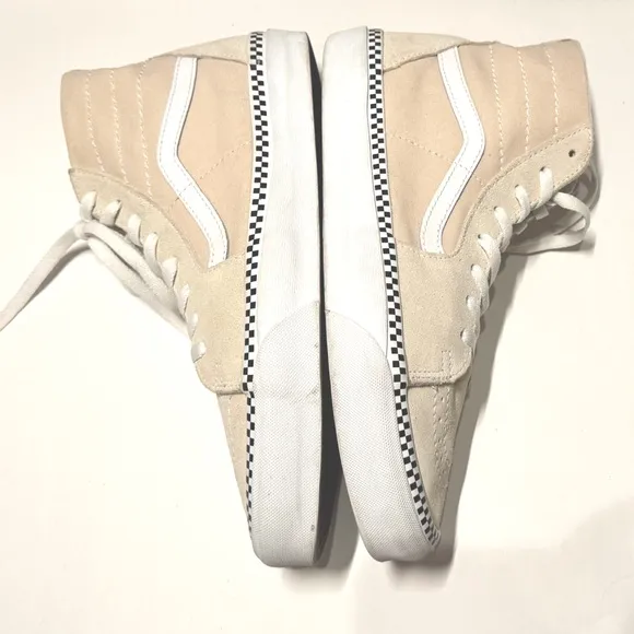 Vans Sk8-Hi Men’s Tapered Checkerboard Foxing High Top Sneakers M9.5 W11 Cream
