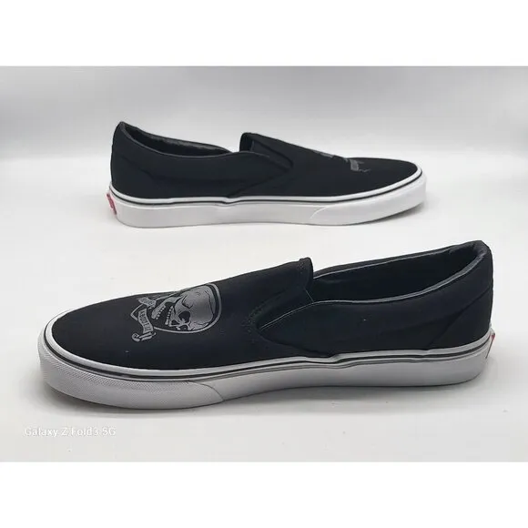 Vans Slip On Love You To Death Black silver Canvas Shoes Men Size 11