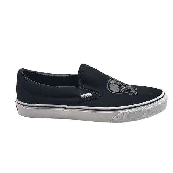 Vans Slip On Love You To Death Black silver Canvas Shoes Men Size 11