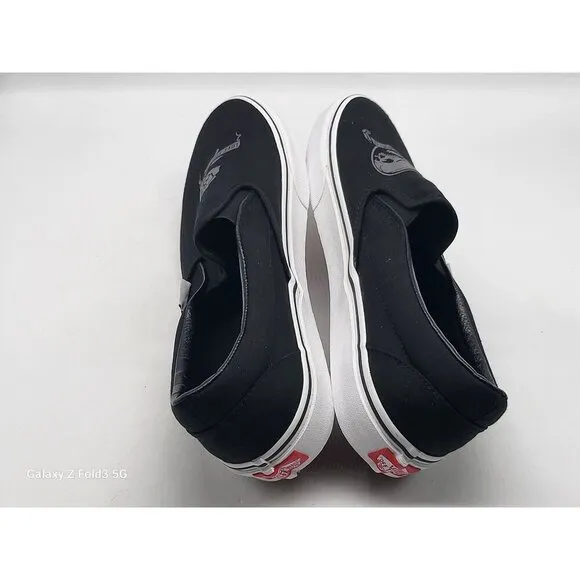 Vans Slip On Love You To Death Black silver Canvas Shoes Men Size 11