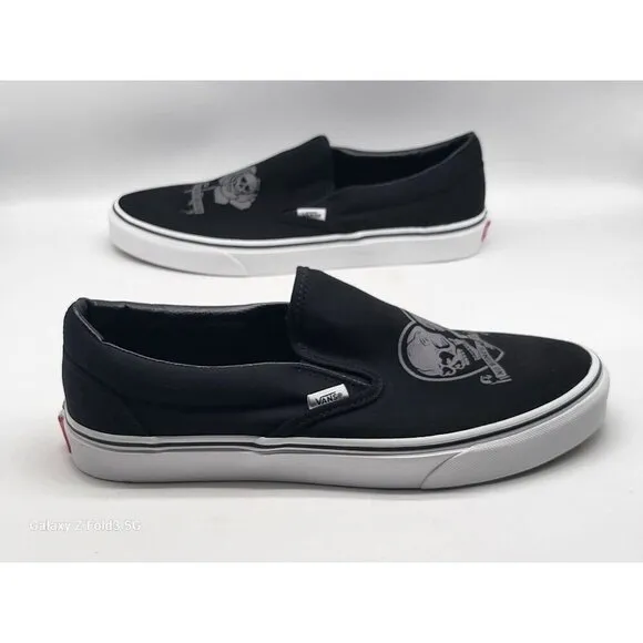 Vans Slip On Love You To Death Black silver Canvas Shoes Men Size 11