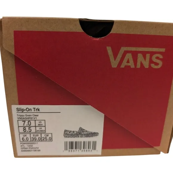 VANS Slip-On TRK Trippy Grain Clear Sneakers Athletic Shoes 7/39 New
