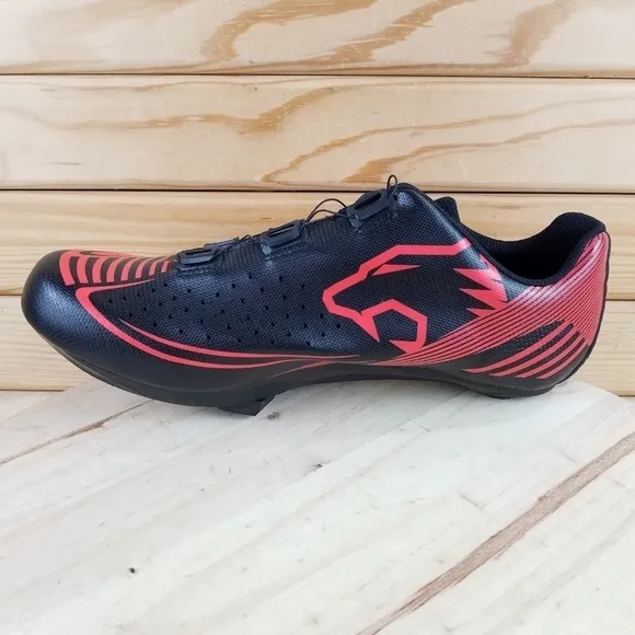 VENZO Men's Cycling Biking Spinning Shoes Black Red 12 US 47 EUR