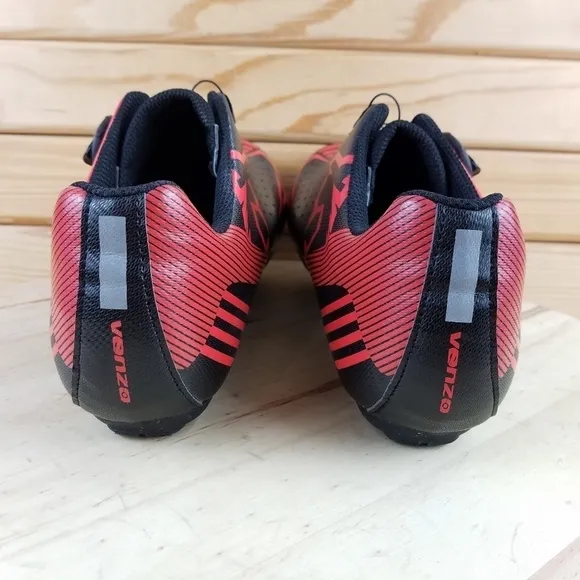 VENZO Men's Cycling Biking Spinning Shoes Black Red 12 US 47 EUR