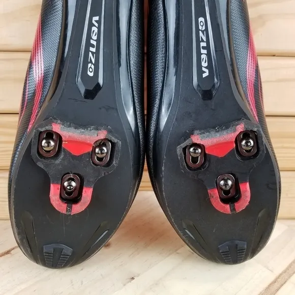 VENZO Men's Cycling Biking Spinning Shoes Black Red 12 US 47 EUR