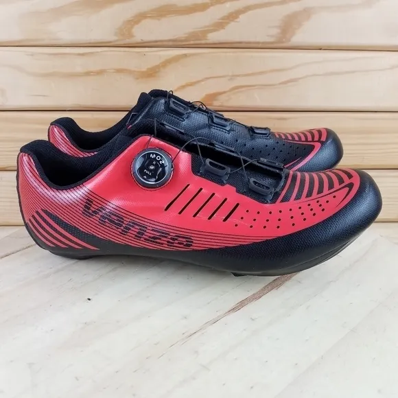 VENZO Men's Cycling Biking Spinning Shoes Black Red 12 US 47 EUR