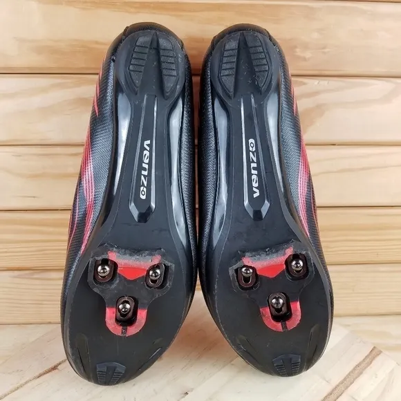 VENZO Men's Cycling Biking Spinning Shoes Black Red 12 US 47 EUR