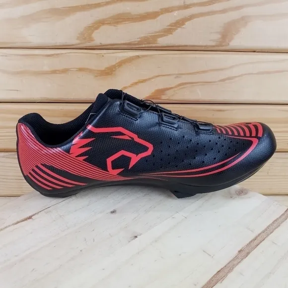 VENZO Men's Cycling Biking Spinning Shoes Black Red 12 US 47 EUR