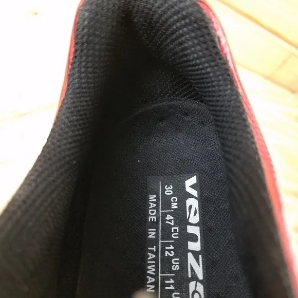 VENZO Men's Cycling Biking Spinning Shoes Black Red 12 US 47 EUR