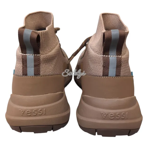 Vessi Stormburst Dark Teak Tan High Top Knit Waterproof Sneaker Boot Womens 7