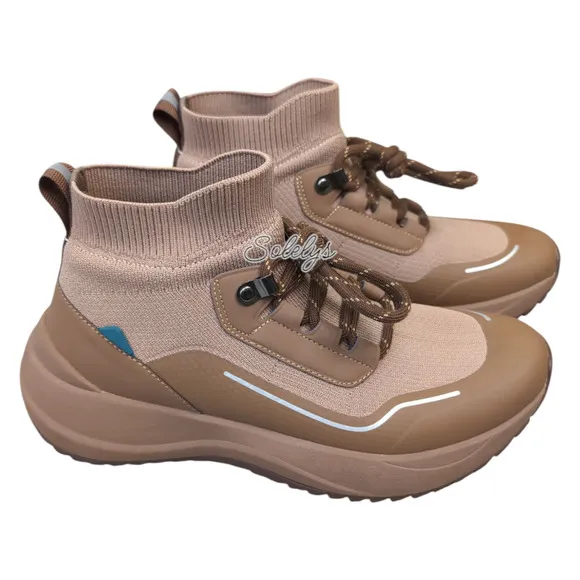 Vessi Stormburst Dark Teak Tan High Top Knit Waterproof Sneaker Boot Womens 7