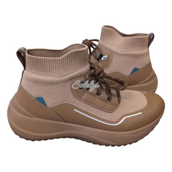 Vessi Stormburst Dark Teak Tan High Top Knit Waterproof Sneaker Boot Womens 7