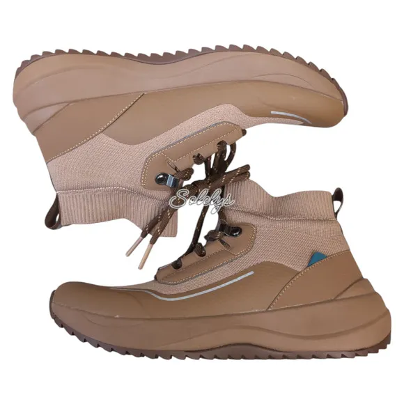 Vessi Stormburst Dark Teak Tan High Top Knit Waterproof Sneaker Boot Womens 7