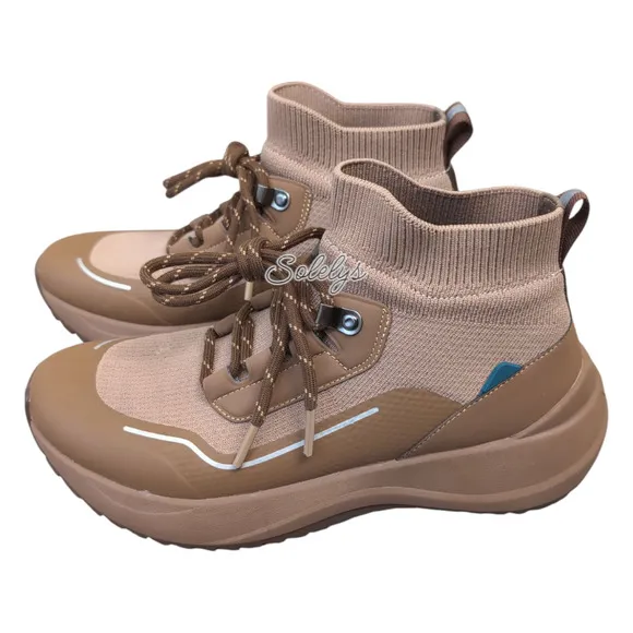 Vessi Stormburst Dark Teak Tan High Top Knit Waterproof Sneaker Boot Womens 7