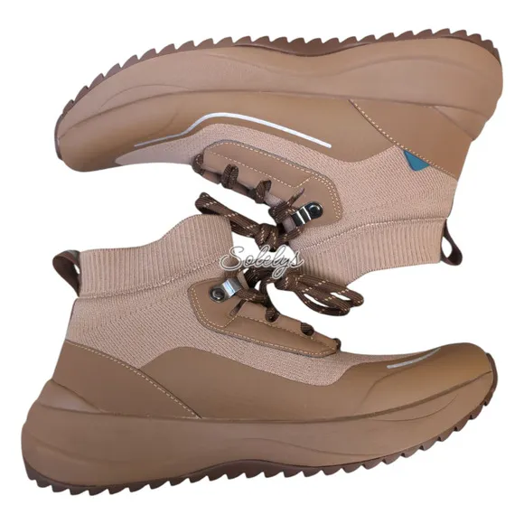 Vessi Stormburst Dark Teak Tan High Top Knit Waterproof Sneaker Boot Womens 7