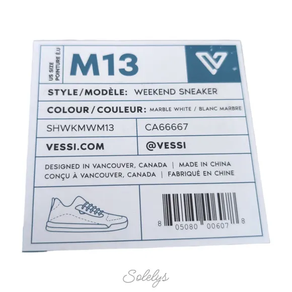 Vessi Weekend Marble White Waterproof Dyma-Tex Knit Casual Sneaker Mens 13