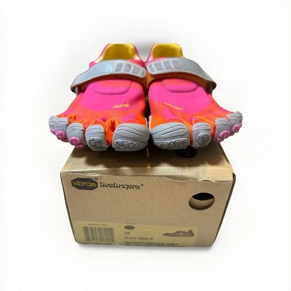 Vibram Fivefingers Bikila W343 Women's 38EU Magenta Orange  Gray Running Shoes