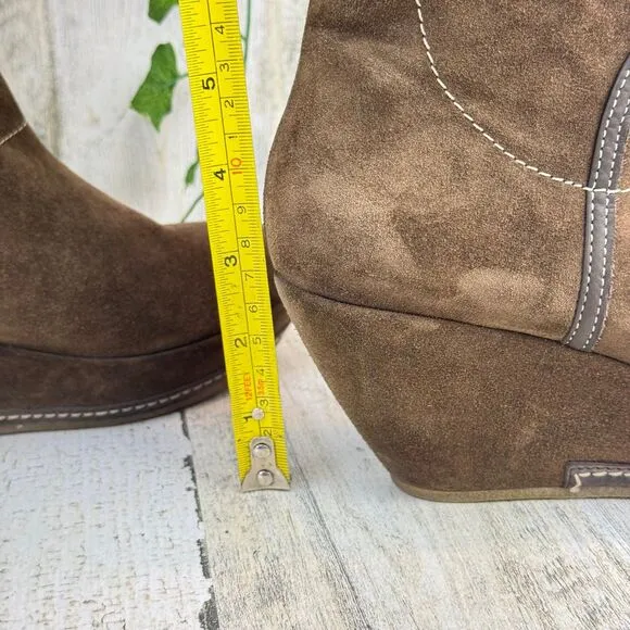 VIC MATIE Knee High Brown Suede Leather Boots from Italy EU 38 Womens US Size 8