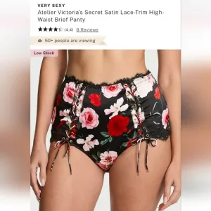 Victorias secret luxe stretch silk satin lace trim high waist brief panty