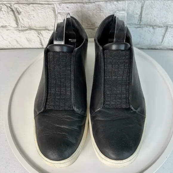 Vince Black Sneakers Cantara Leather Slip On Shoes Neutral Minimal 9 39