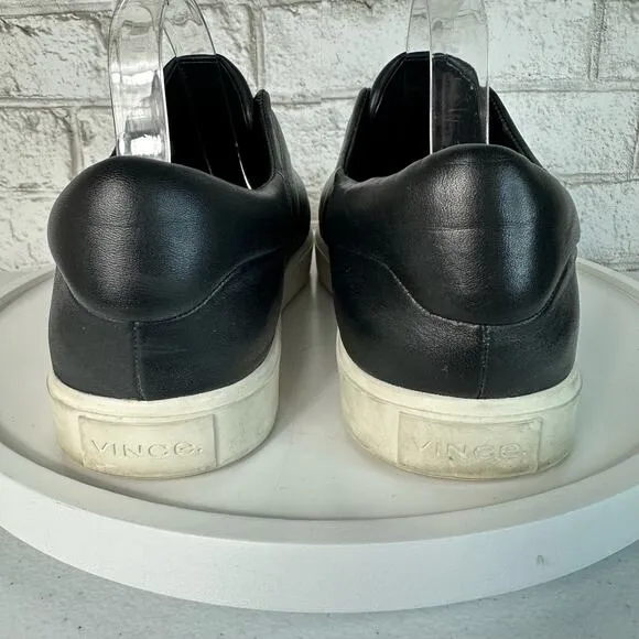 Vince Black Sneakers Cantara Leather Slip On Shoes Neutral Minimal 9 39