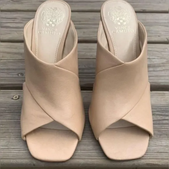 Vince Camuto Averessa Nude Leather Mule Heels 9