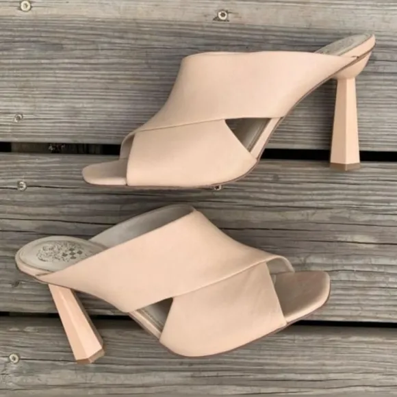 Vince Camuto Averessa Nude Leather Mule Heels 9