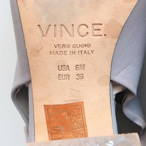 Vince Grey Leather Peep-Toe Stacked Block Heel Bootie Shoes Size 6
