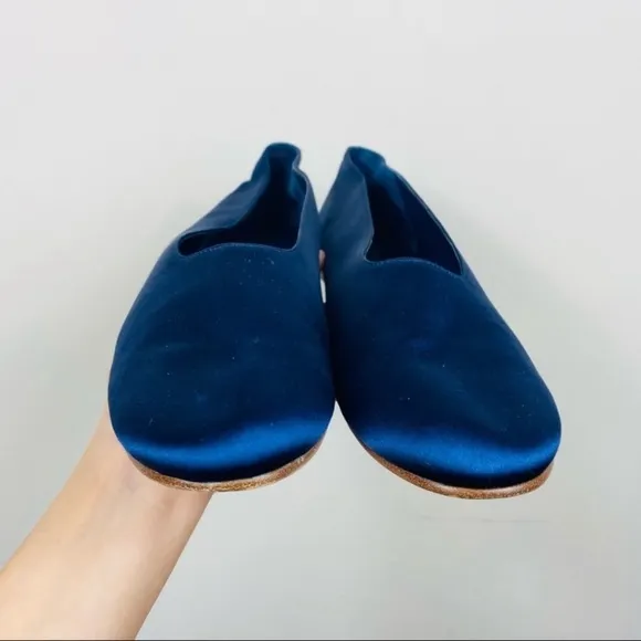 VINCE MAXWELL 2 SATIN ROUND TOE BALLERINA FLAT NAVY BLUE SIZE 7.5​​​