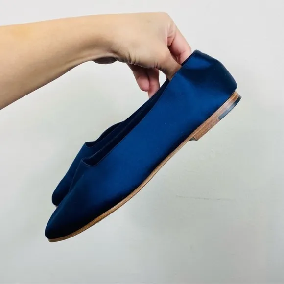 VINCE MAXWELL 2 SATIN ROUND TOE BALLERINA FLAT NAVY BLUE SIZE 7.5​​​