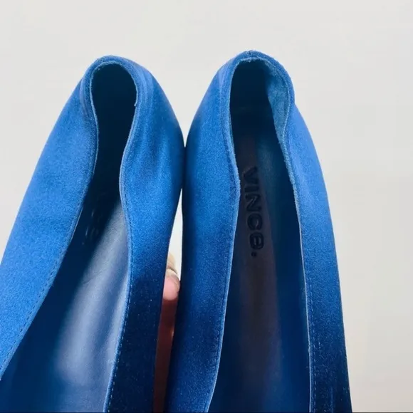 VINCE MAXWELL 2 SATIN ROUND TOE BALLERINA FLAT NAVY BLUE SIZE 7.5​​​