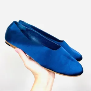 VINCE MAXWELL 2 SATIN ROUND TOE BALLERINA FLAT NAVY BLUE SIZE 7.5​​​