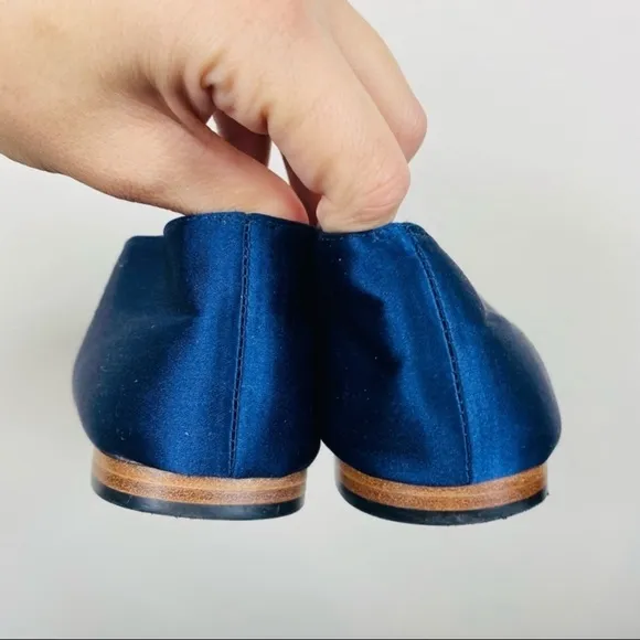 VINCE MAXWELL 2 SATIN ROUND TOE BALLERINA FLAT NAVY BLUE SIZE 7.5​​​