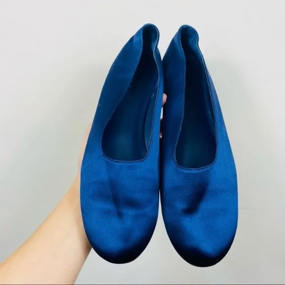VINCE MAXWELL 2 SATIN ROUND TOE BALLERINA FLAT NAVY BLUE SIZE 7.5​​​