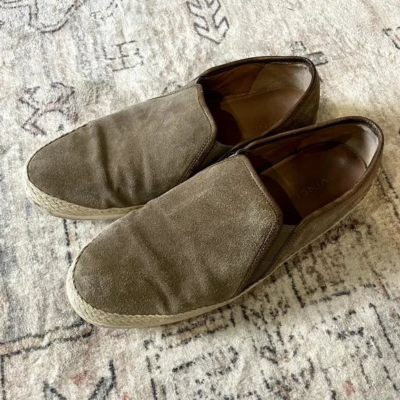 Vince Tan Suede Leather Casual Slip On Sneaker Acker Shoes Mens Size 9