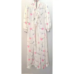 Vintage 1960s Lucie Ann Caftan,‎ Dressing Gown Long Sleeve w/ Signature Print