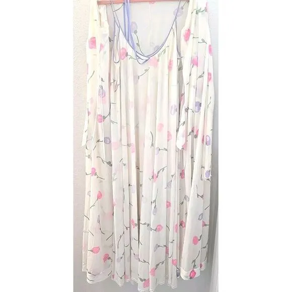 Vintage 1960s Lucie Ann Caftan,‎ Dressing Gown Long Sleeve w/ Signature Print