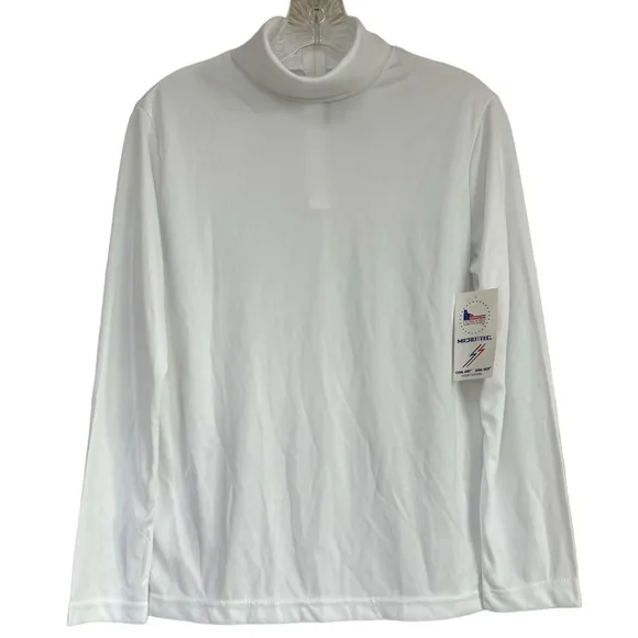 Vintage 60’s 70’s Turtleneck Long Sleeve Shirt Made USA White Retro Streetwear