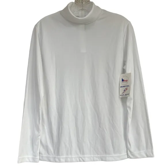 Vintage 60’s 70’s Turtleneck Long Sleeve Shirt Made USA White Retro Streetwear
