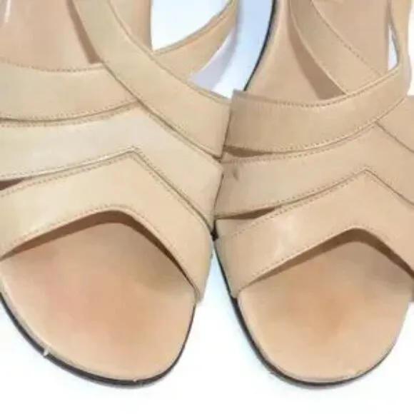 Vintage 70's Amalfi Leather Slingback Grandma Chunky Heels Sandals Pumps 8 M