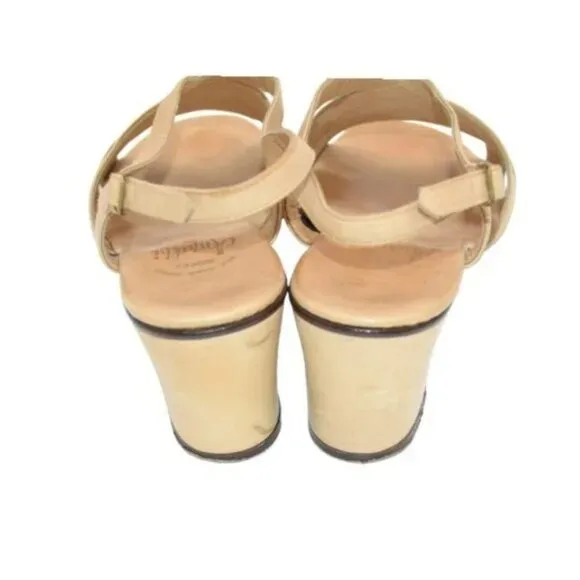 Vintage 70's Amalfi Leather Slingback Grandma Chunky Heels Sandals Pumps 8 M