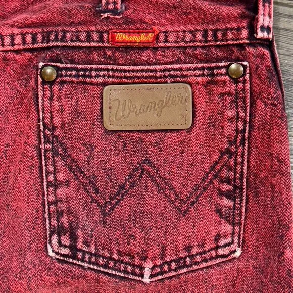 Vintage 80s Wrangler Red Acid Wash High-Rise Jeans Made in USA - Women's 30 x 32
