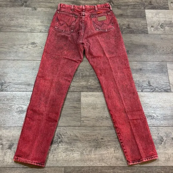 Vintage 80s Wrangler Red Acid Wash High-Rise Jeans Made in USA - Women's 30 x 32