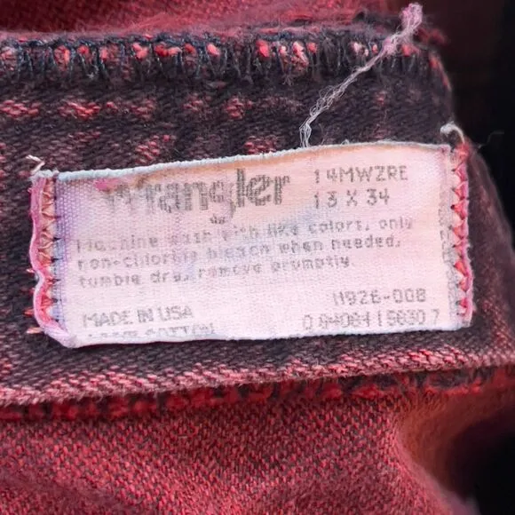 Vintage 80s Wrangler Red Acid Wash High-Rise Jeans Made in USA - Women's 30 x 32