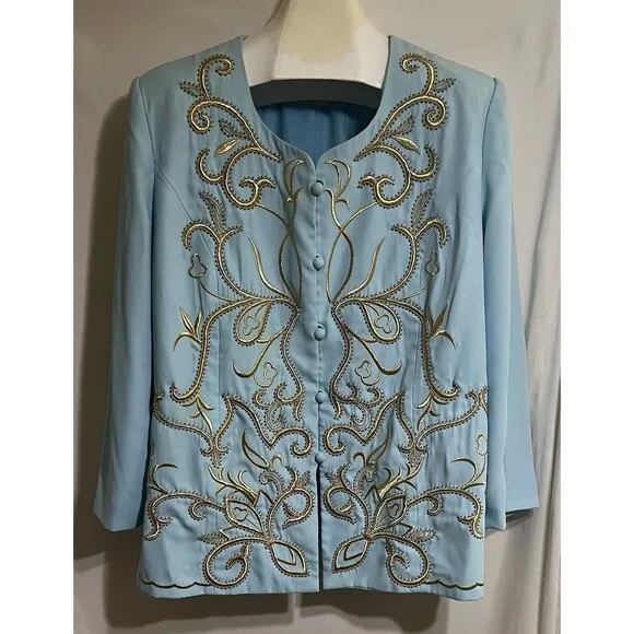 Vintage fifthSunday skirt Set Jacket, Shoulder Pads embroidery Mother’s Day  U