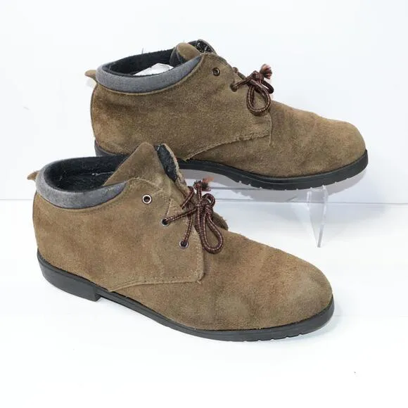 Vintage Lands End Brown Suede Lace Up Shoes Mens 9 B VTG SEE Outdoor Classic