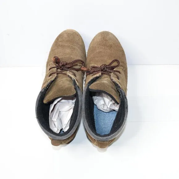 Vintage Lands End Brown Suede Lace Up Shoes Mens 9 B VTG SEE Outdoor Classic
