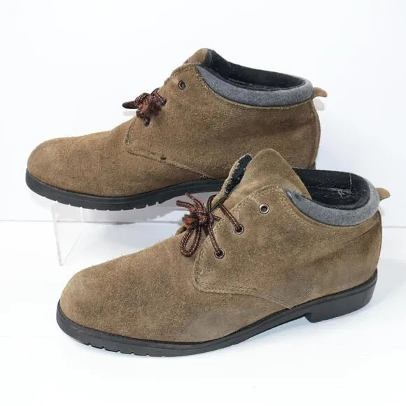 Vintage Lands End Brown Suede Lace Up Shoes Mens 9 B VTG SEE Outdoor Classic
