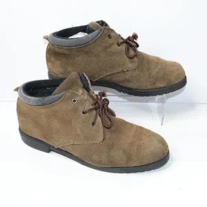Vintage Lands End Brown Suede Lace Up Shoes Mens 9 B VTG SEE Outdoor Classic